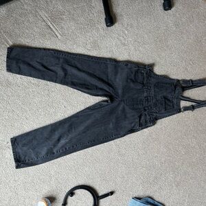 Free People Black Denim Overalls